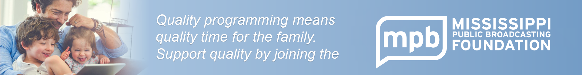 MPB foundation graphic with father and two children